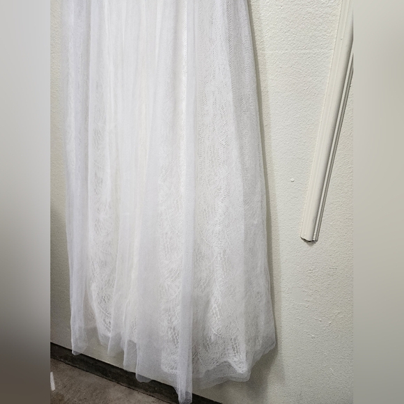 Lulus Blissful Forever White Tulle Lace Strapless Pleated Maxi Dress S Wedding - Picture 9 of 11